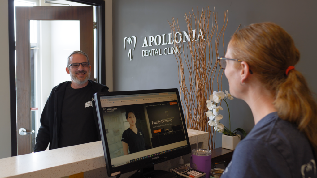 Apollonia Dental Clinic front desk during a patient checkup visit